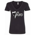 thumbnail image 1 of Inktastic Be Kind with Heart Ribbon in White Text Women's V-Neck T-Shirt, 1 of 5