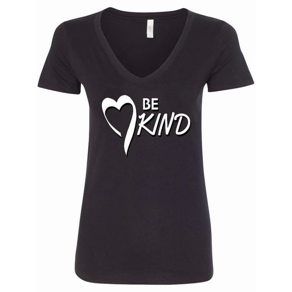 Inktastic Be Kind with Heart Ribbon in White Text Women's V-Neck T-Shirt