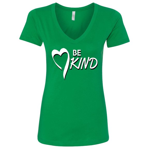 Inktastic Be Kind with Heart Ribbon in White Text Women's V-Neck T-Shirt