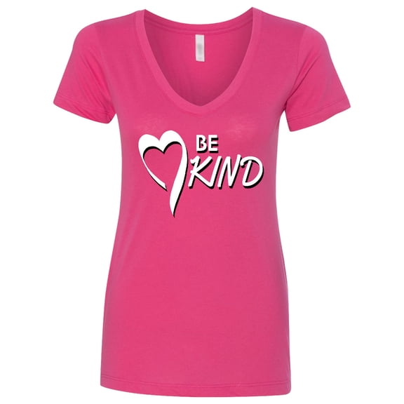 Inktastic Be Kind with Heart Ribbon in White Text Women's V-Neck T-Shirt