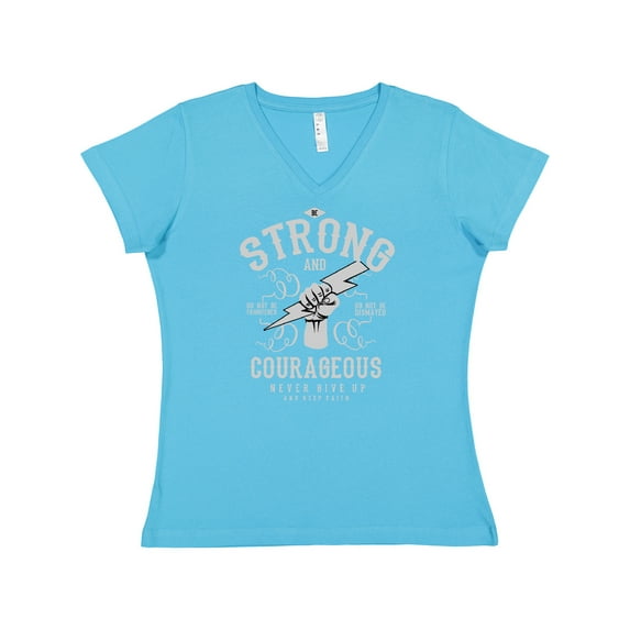 Inktastic Be Strong and Courageous Women's V-Neck T-Shirt