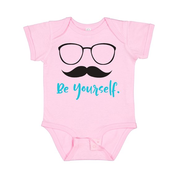 Inktastic Be Yourself, Glasses, Mustache - Black Blue Boys or Girls Baby Bodysuit