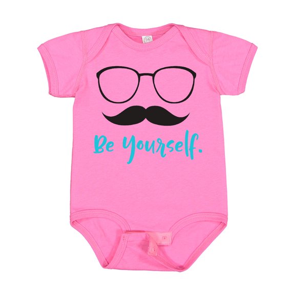 Inktastic Be Yourself, Glasses, Mustache - Black Blue Boys or Girls Baby Bodysuit