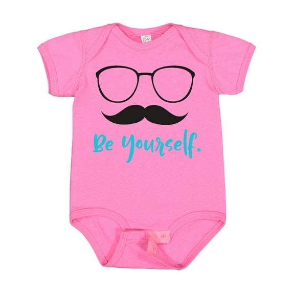 Inktastic Be Yourself, Glasses, Mustache - Black Blue Boys or Girls Baby Bodysuit