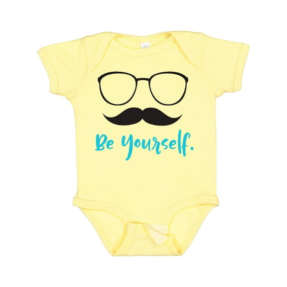 Inktastic Be Yourself, Glasses, Mustache - Black Blue Boys or Girls Baby Bodysuit