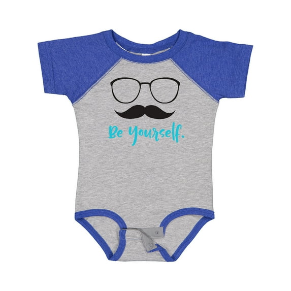 Inktastic Be Yourself, Glasses, Mustache - Black Blue Boys or Girls Baby Bodysuit