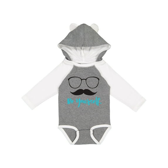 Inktastic Be Yourself, Glasses, Mustache - Black Blue Boys or Girls Long Sleeve Baby Bodysuit