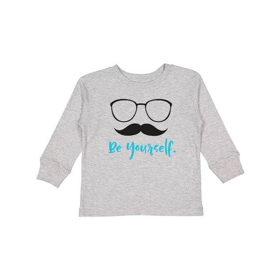Inktastic Be Yourself, Glasses, Mustache - Black Blue Boys or Girls Long Sleeve Toddler T-Shirt
