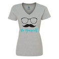 thumbnail image 1 of Inktastic Be Yourself, Glasses, Mustache - Black Blue Women's V-Neck T-Shirt, 1 of 5