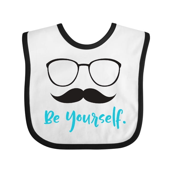 Inktastic Be Yourself, Glasses, Mustache, Moustache Boys or Girls Baby Bib