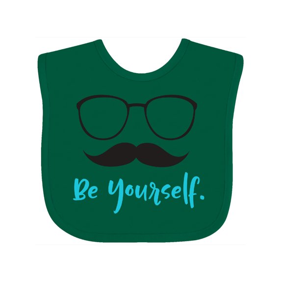 Inktastic Be Yourself, Glasses, Mustache, Moustache Boys or Girls Baby Bib
