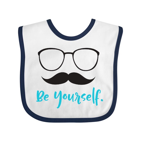Inktastic Be Yourself, Glasses, Mustache, Moustache Boys or Girls Baby Bib