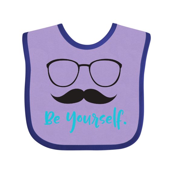 Inktastic Be Yourself, Glasses, Mustache, Moustache Boys or Girls Baby Bib