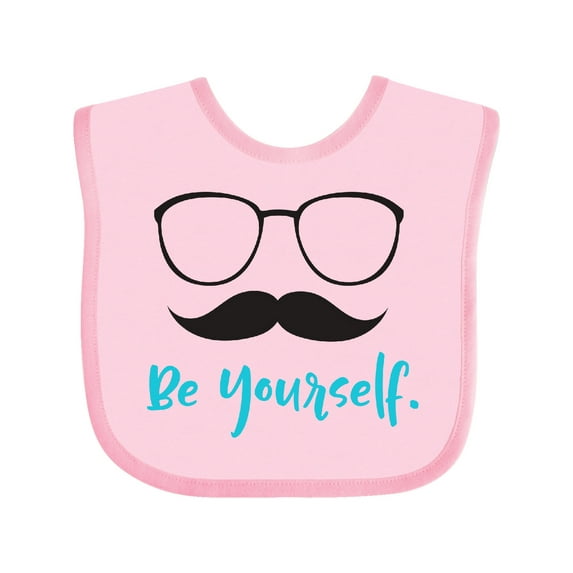 Inktastic Be Yourself, Glasses, Mustache, Moustache Boys or Girls Baby Bib