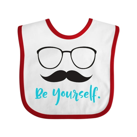 Inktastic Be Yourself, Glasses, Mustache, Moustache Boys or Girls Baby Bib