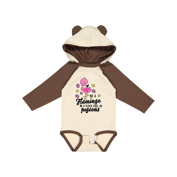 Inktastic Be a Flamingo in a Flock of Pigeons with Flowers Girls Long Sleeve Baby Bodysuit
