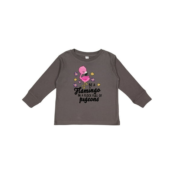 Inktastic Be a Flamingo in a Flock of Pigeons with Flowers Girls Long Sleeve Toddler T-Shirt