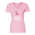 thumbnail image 1 of Inktastic Be a Flamingo in a Flock of Pigeons with Flowers Women's V-Neck T-Shirt, 1 of 5