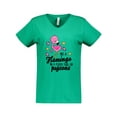 thumbnail image 1 of Inktastic Be a Flamingo in a Flock of Pigeons with Flowers Women's V-Neck T-Shirt, 1 of 5
