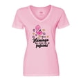 thumbnail image 1 of Inktastic Be a Flamingo in a Flock of Pigeons with Flowers Women's V-Neck T-Shirt, 1 of 5