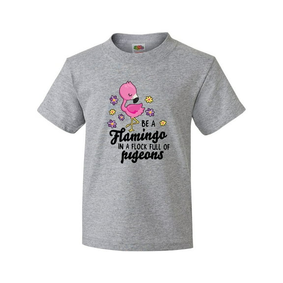 Inktastic Be a Flamingo in a Flock of Pigeons with Flowers Youth T-Shirt