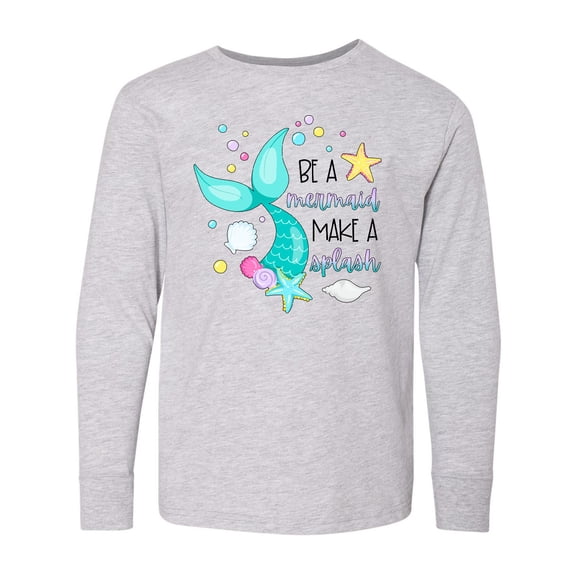 Inktastic Be a Mermaid Make a Splash Blue Mermaid Tail Long Sleeve Youth T-Shirt
