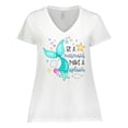 thumbnail image 1 of Inktastic Be a Mermaid Make a Splash Blue Mermaid Tail Women's Plus Size V-Neck T-Shirt, 1 of 5
