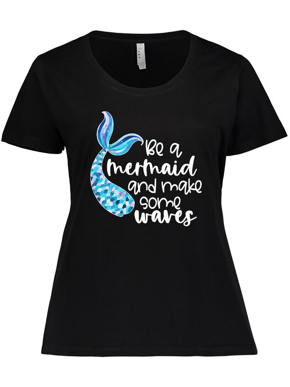 Be a Mermaid and Make Some Waves with Blue Mermaid Tale Women's Plus Size T-Shirt