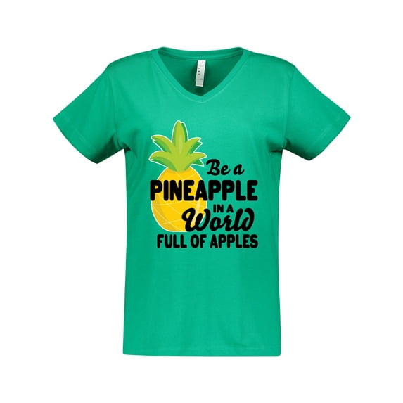 Inktastic Be a Pineapple In a World Full of Apples Women's V-Neck T-Shirt
