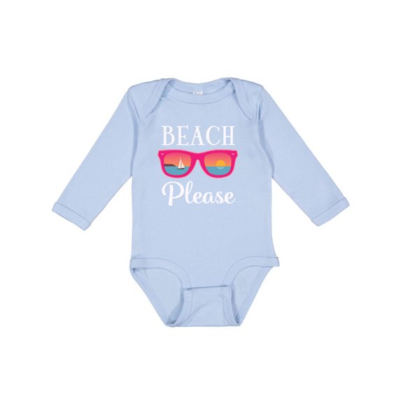 Inktastic Beach Please Sunglasses Gift Girls Long Sleeve Baby Bodysuit