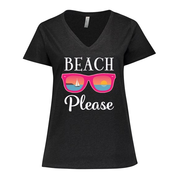 Inktastic Beach Please Sunglasses Gift Women's Plus Size V-Neck T-Shirt