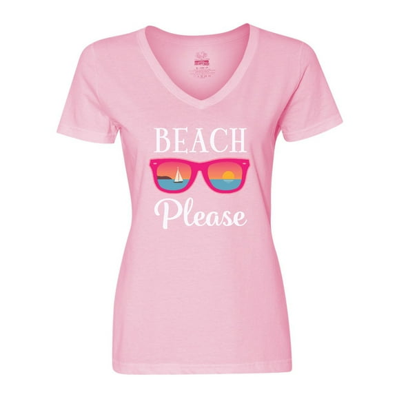 Inktastic Beach Please Sunglasses Gift Women's V-Neck T-Shirt