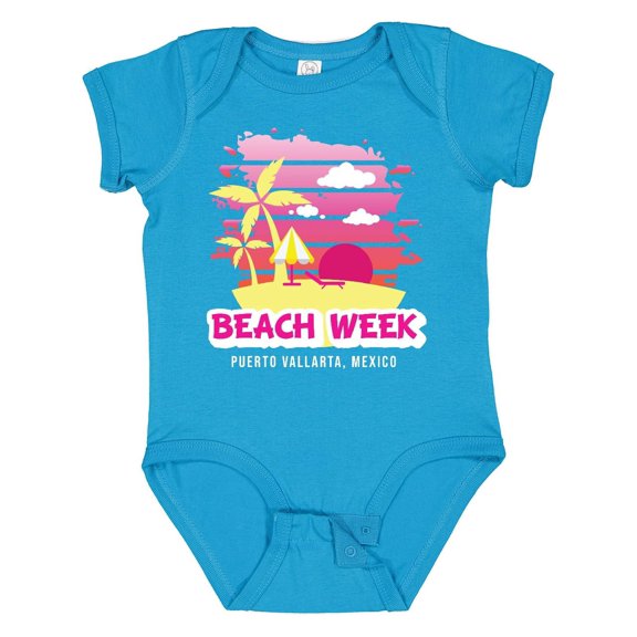 Inktastic Beach Week Puerto Vallarta Mexico with Palm Trees Girls Baby Bodysuit