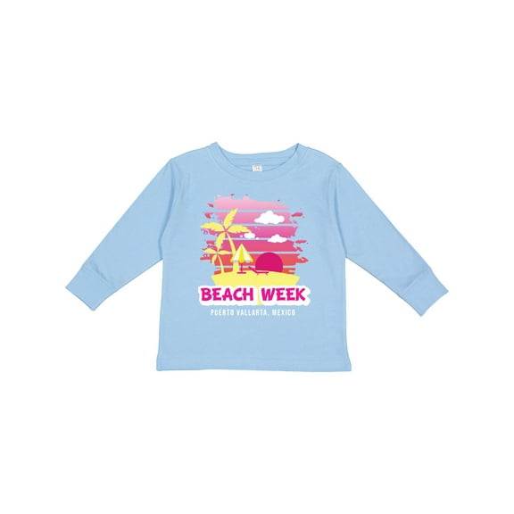 Inktastic Beach Week Puerto Vallarta Mexico with Palm Trees Girls Long Sleeve Toddler T-Shirt