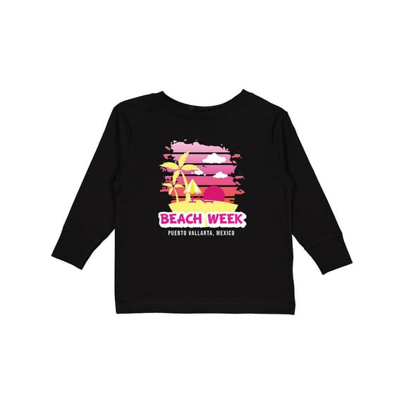 Inktastic Beach Week Puerto Vallarta Mexico with Palm Trees Girls Long Sleeve Toddler T-Shirt
