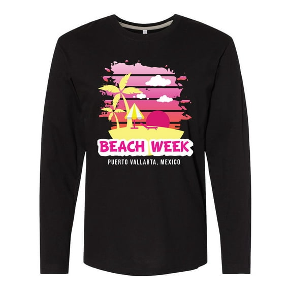 Inktastic Beach Week Puerto Vallarta Mexico with Palm Trees Long Sleeve T-Shirt