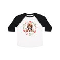thumbnail image 1 of Inktastic Beagle Puppy Flowered Girls Toddler T-Shirt, 1 of 5