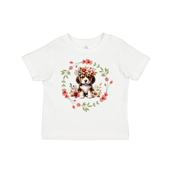 Inktastic Beagle Puppy Flowered Girls Toddler T-Shirt
