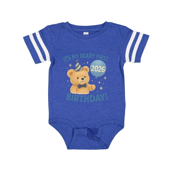 Inktastic Beary First Birthday 2026 Teddy Bear Boys or Girls Baby Bodysuit