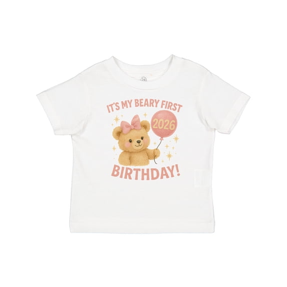 Inktastic Beary First Birthday 2026 Teddy Bear Boys or Girls Baby T-Shirt