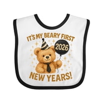 Inktastic Beary First New Year's 2026 Teddy Bear Boys or Girls Baby Bib