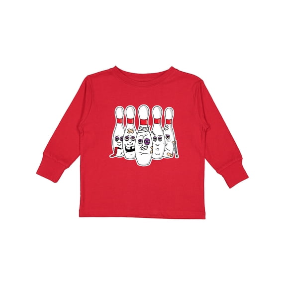 Inktastic Beat Up Bowling Pins Boys or Girls Long Sleeve Toddler T-Shirt