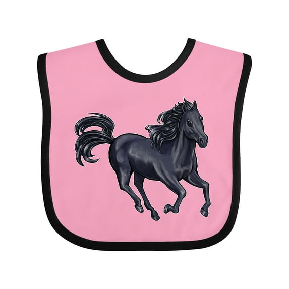 Inktastic Beautiful Galloping Black Horse Boys or Girls Baby Bib