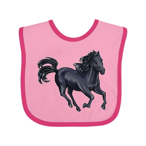 Inktastic Beautiful Galloping Black Horse Boys or Girls Baby Bib