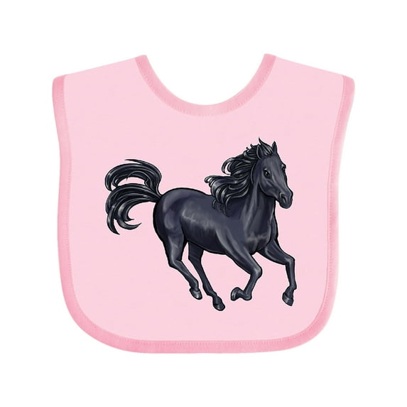 Inktastic Beautiful Galloping Black Horse Boys or Girls Baby Bib