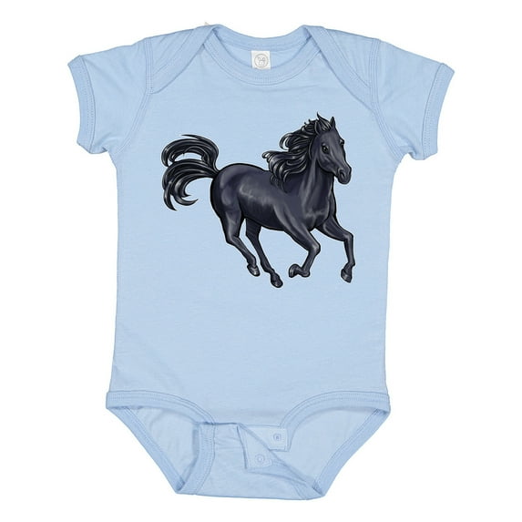 Inktastic Beautiful Galloping Black Horse Boys or Girls Baby Bodysuit
