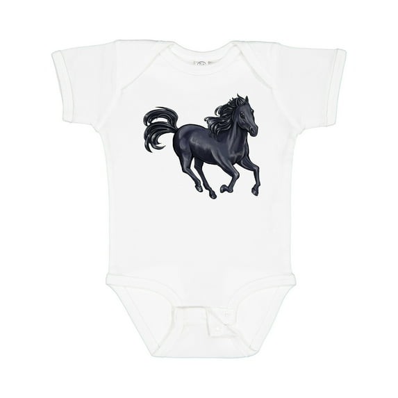 Inktastic Beautiful Galloping Black Horse Boys or Girls Baby Bodysuit