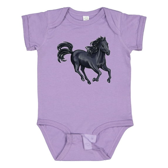 Inktastic Beautiful Galloping Black Horse Boys or Girls Baby Bodysuit