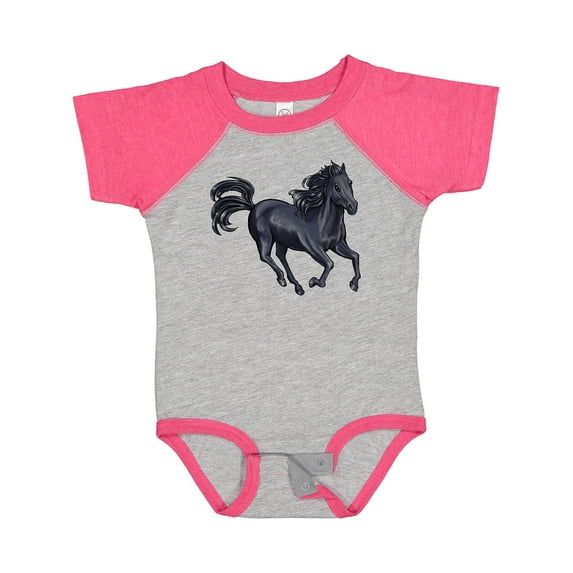 Inktastic Beautiful Galloping Black Horse Boys or Girls Baby Bodysuit