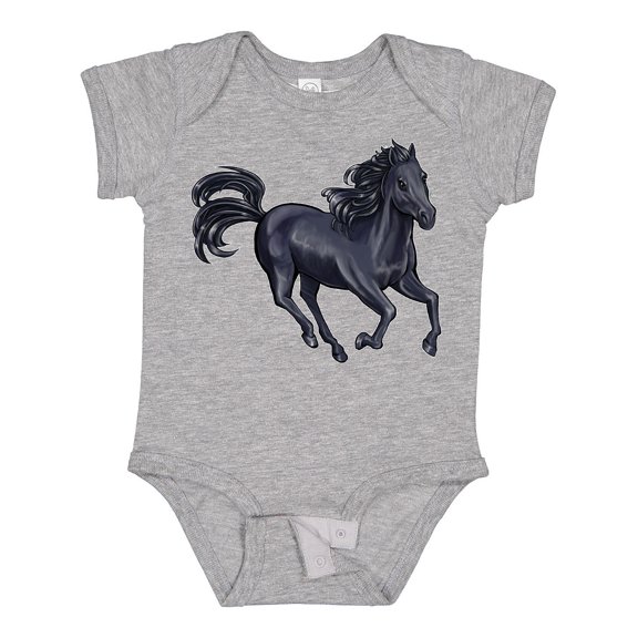 Inktastic Beautiful Galloping Black Horse Boys or Girls Baby Bodysuit